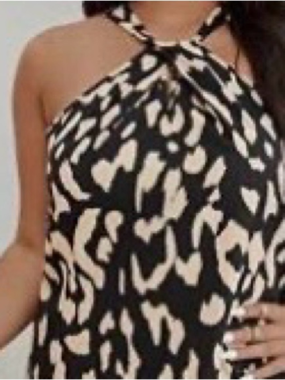 SHEIN Black and Cream Halter Neck Tunic Top